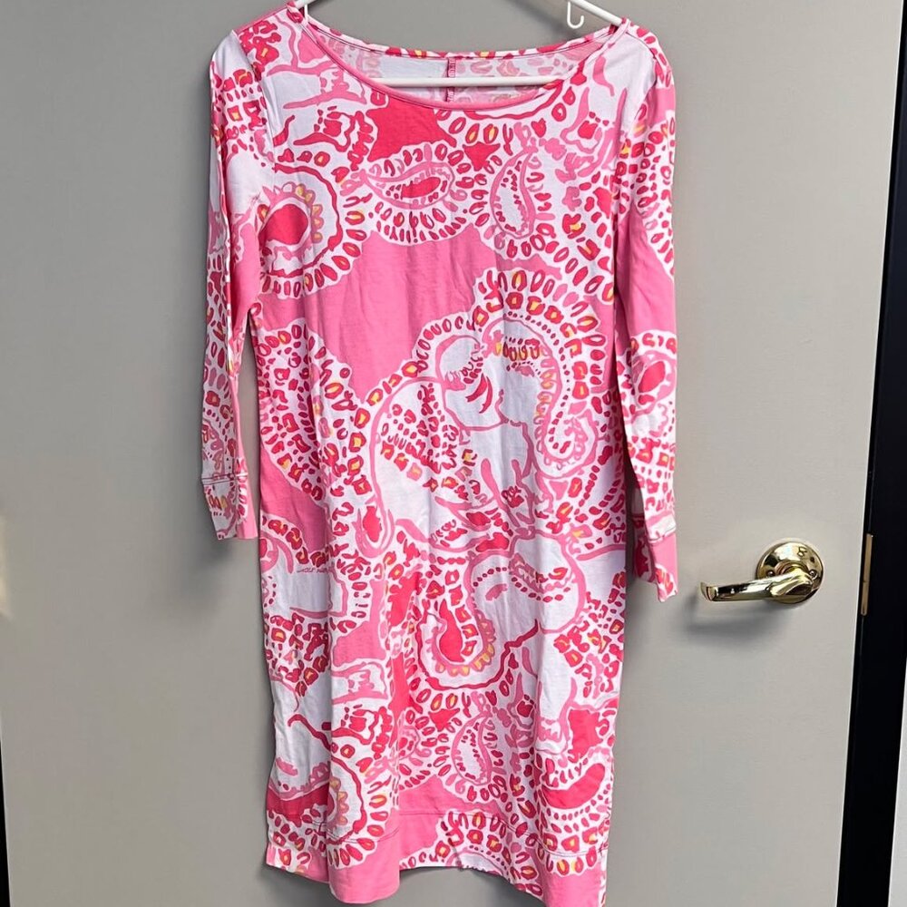 Lilly Pulitzer Women’s Medium Marlowe Hot Coral Trunk In Love Dress